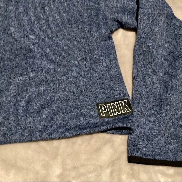 PINK by Victoria's Secret Blue Fleece Cropped Hoodie Cinch Waist Embroidered Lrg - Picture 5 of 12